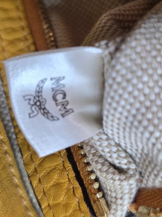 MCM Mustard Yellow Pebbled Leather Crossbody Satchel w/ COA - Picture 7 of 14